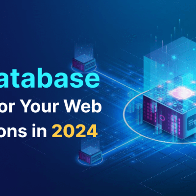 Illustration of various database icons representing the top database options for web applications in 2024.